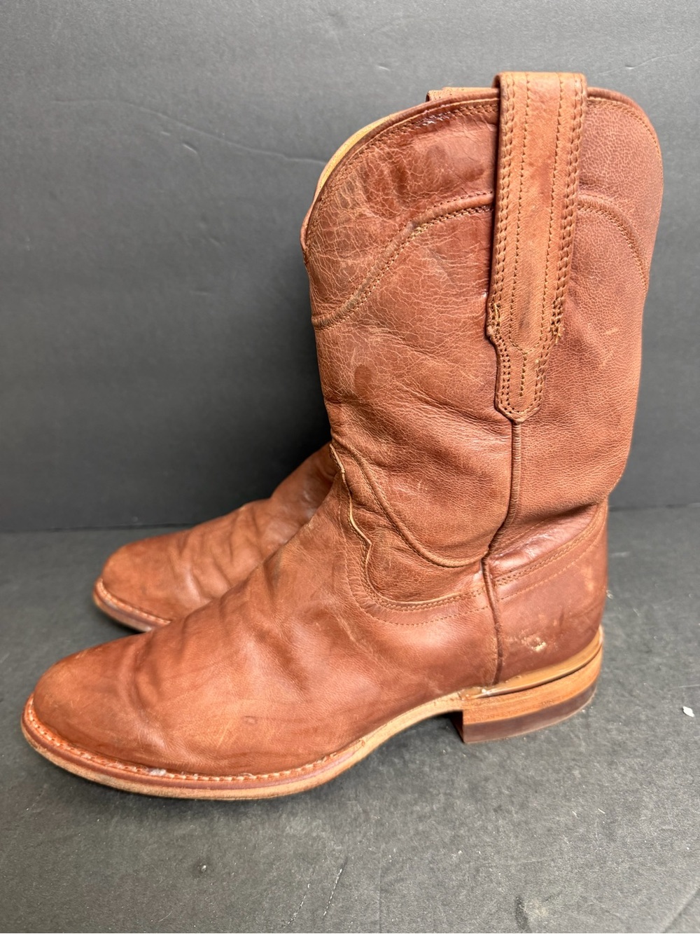 Tecovas The Earl Cowboy Roper Boots Mens 8.5 D Scotch Goat Leather Western $325